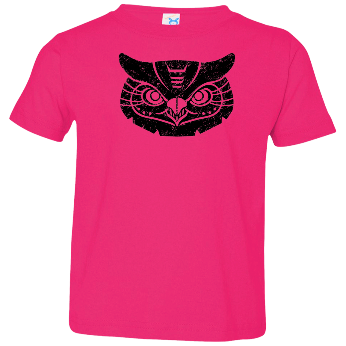 Black Distressed Emblem T-Shirt for Toddlers (Great Horned Owl/Luna)