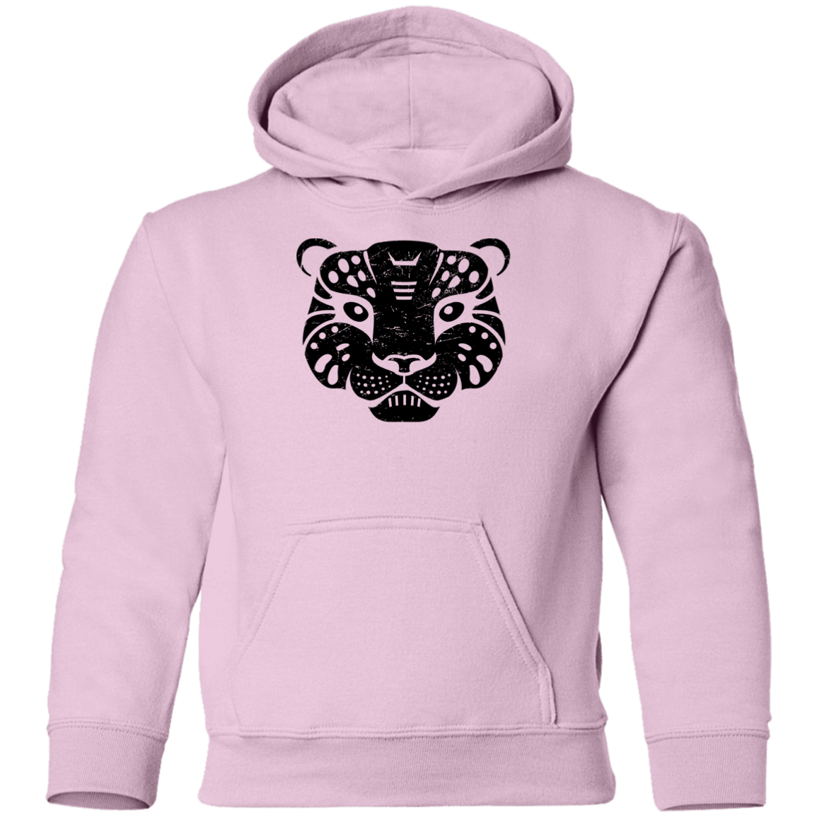 Black Distressed Emblem Hoodies for Kids (Snow Leopard/Denali)