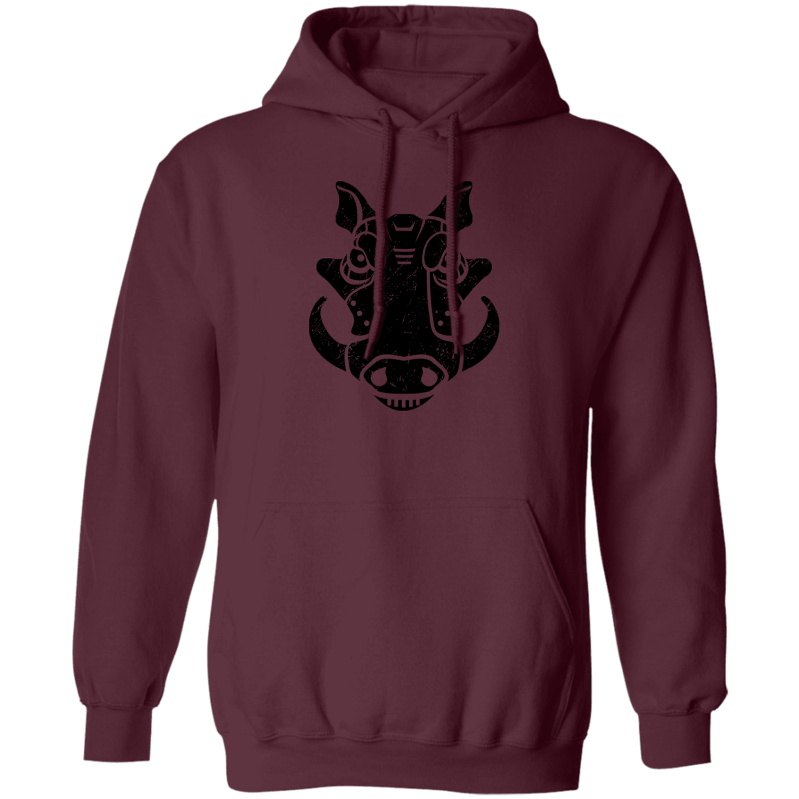 Black Distressed Emblem Hoodies for Adults (Warthog/Bumper)