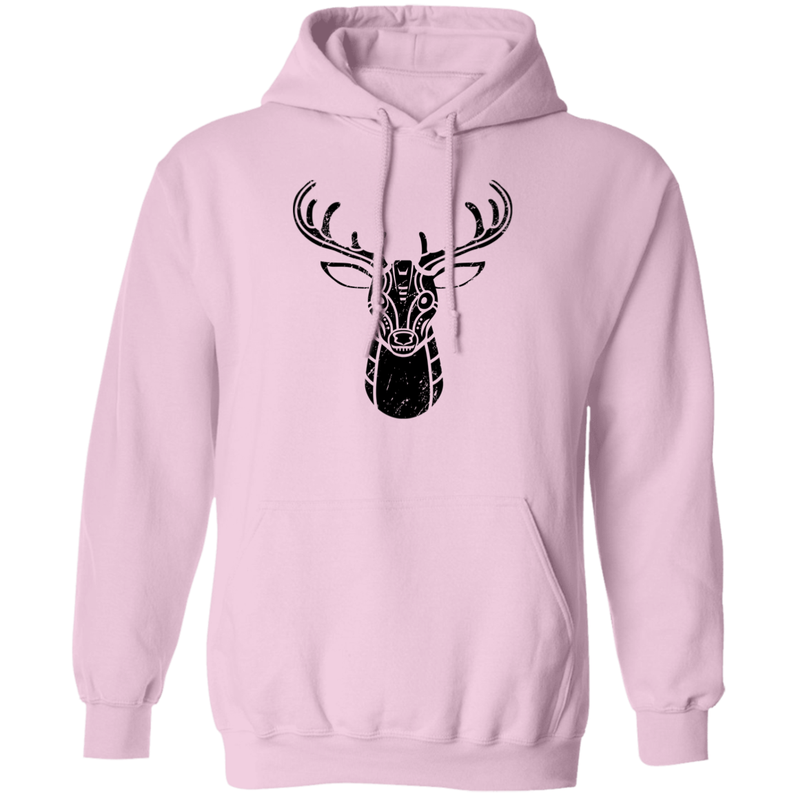 Black Distressed Emblem Hoodies for Adults (Deer/Stag)