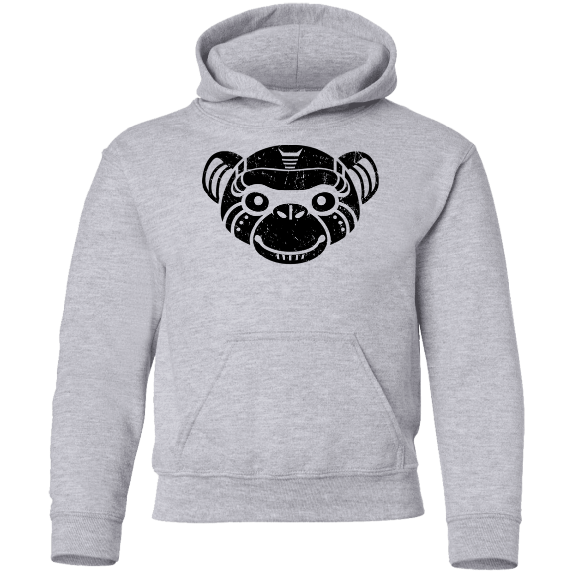 Black Distressed Emblem Hoodies for Kids (Monkey/Fix)