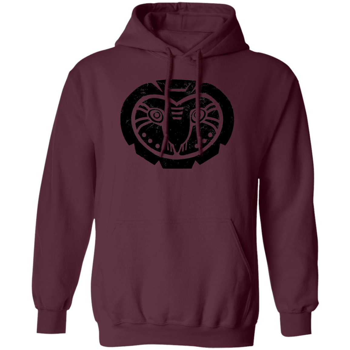 Black Distressed Emblem Hoodies for Adults (Barn Owl/Grim)