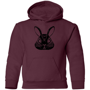 Black Distressed Emblem Hoodies for Kids (Rabbit/Lucky)
