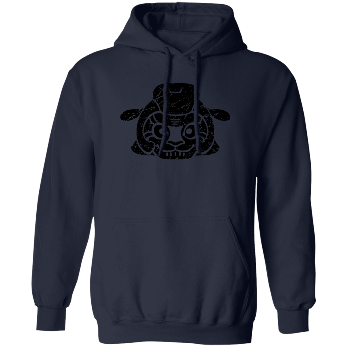 Black Distressed Emblem Hoodies for Adults (Sheep/Split)