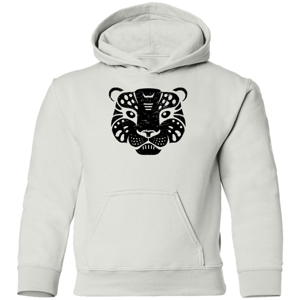 Black Distressed Emblem Hoodies for Kids (Snow Leopard/Denali)