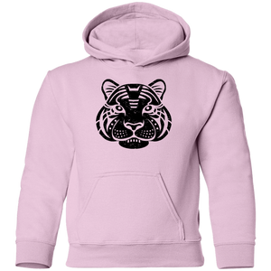 Black Distressed Emblem Hoodies for Kids (Tiger/Siber)