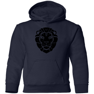 Black Distressed Emblem Hoodies for Kids (Lion/Leo)