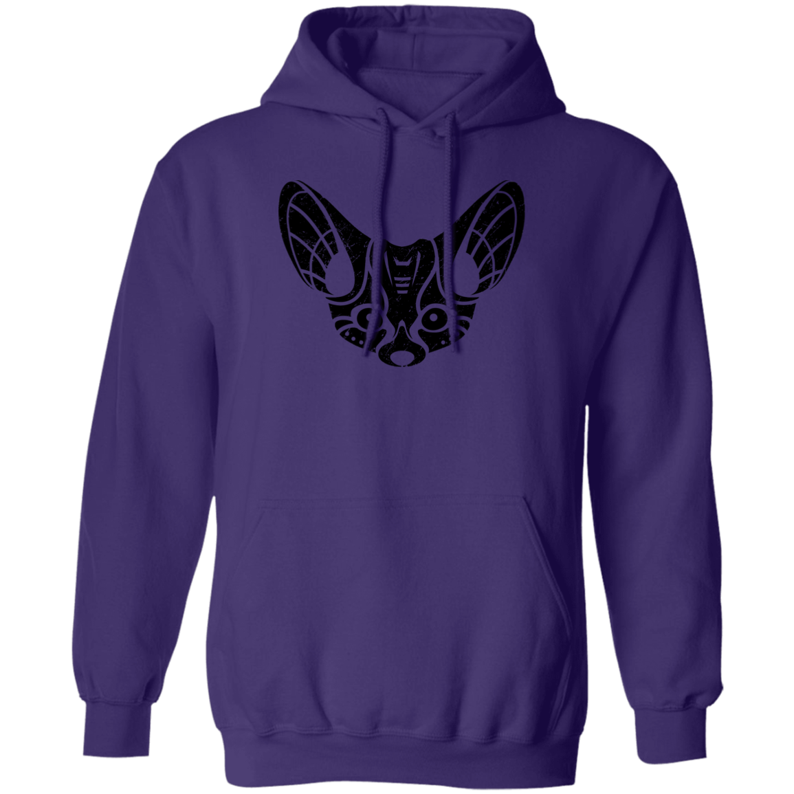 Black Distressed Emblem Hoodies for Adults (Fennec Fox/Fen)