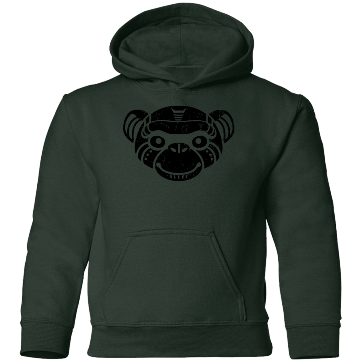 Black Distressed Emblem Hoodies for Kids (Monkey/Fix)