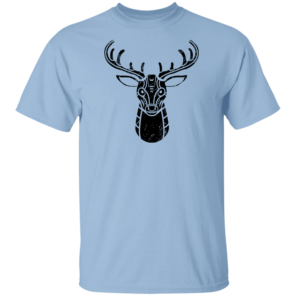 Black Distressed Emblem T-Shirt for Kids (Deer/Stag)