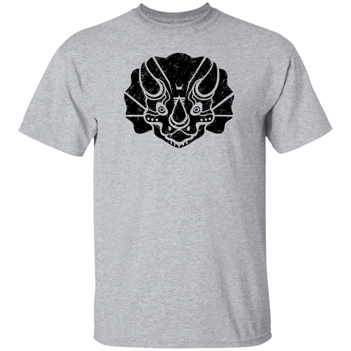 Black Distressed Emblem T-Shirt for Kids (Triceratops/Trips)