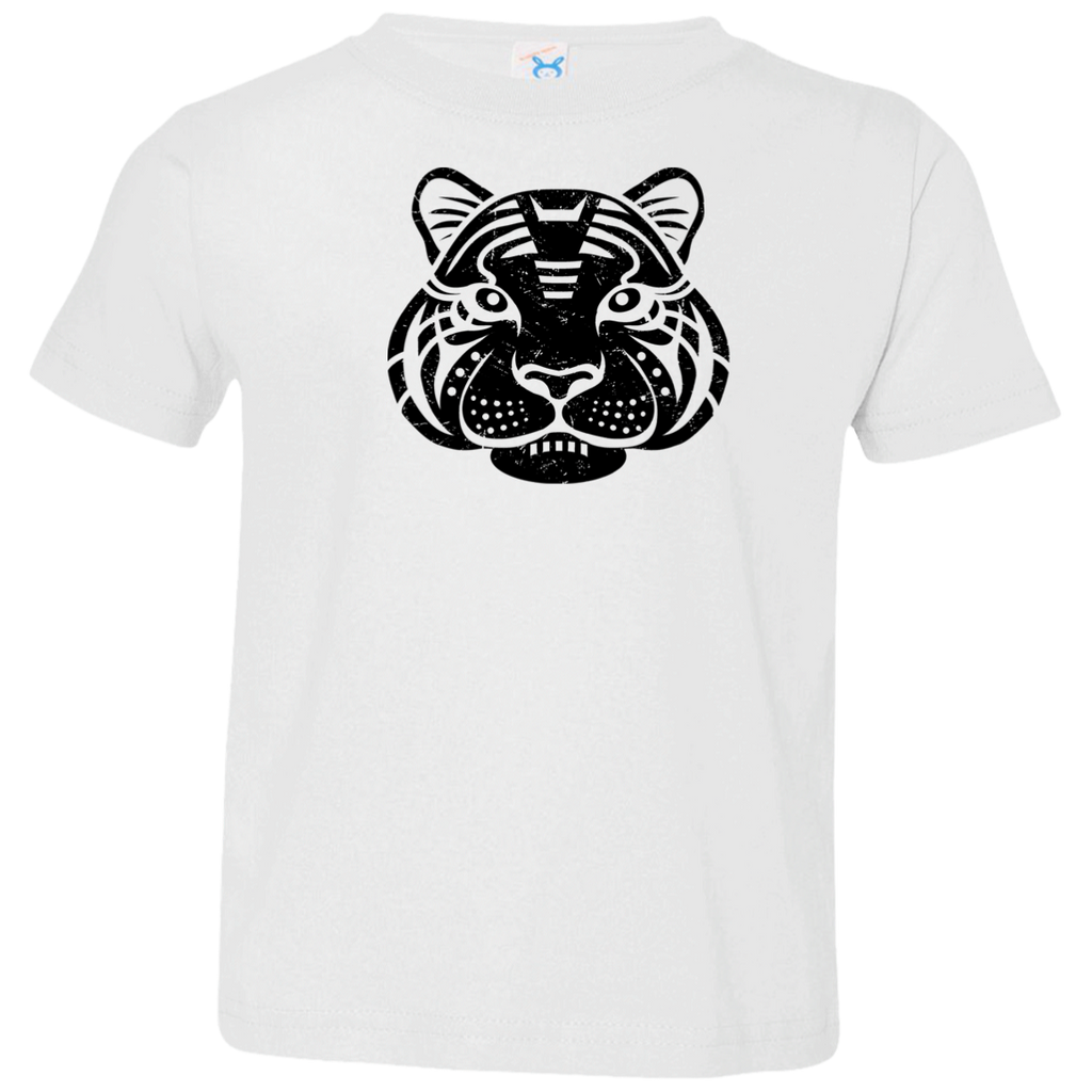 Black Distressed Emblem T-Shirt for Toddlers (Tiger/Siber)