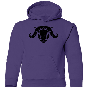 Black Distressed Emblem Hoodies for Kids (Musk Ox/Moxie)