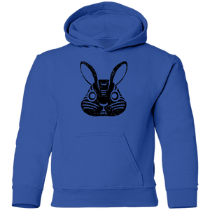 Black Distressed Emblem Hoodies for Kids (Rabbit/Lucky)