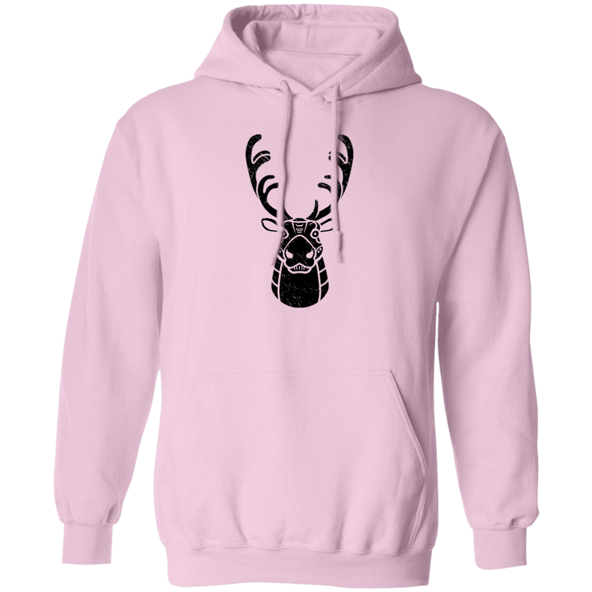 Black Distressed Emblem Hoodies for Adults (Caribou/Spirit)