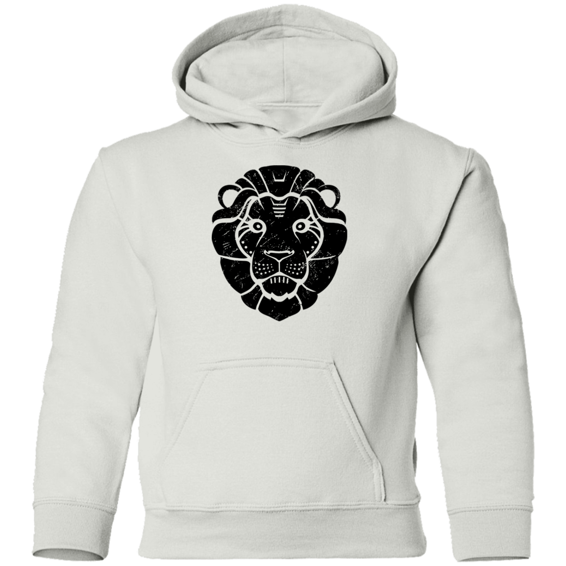 Black Distressed Emblem Hoodies for Kids (Lion/Leo)