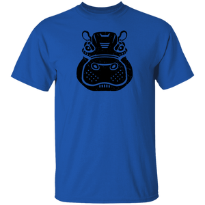 Black Distressed Emblem T-Shirt for Kids (Hippo/Teal)
