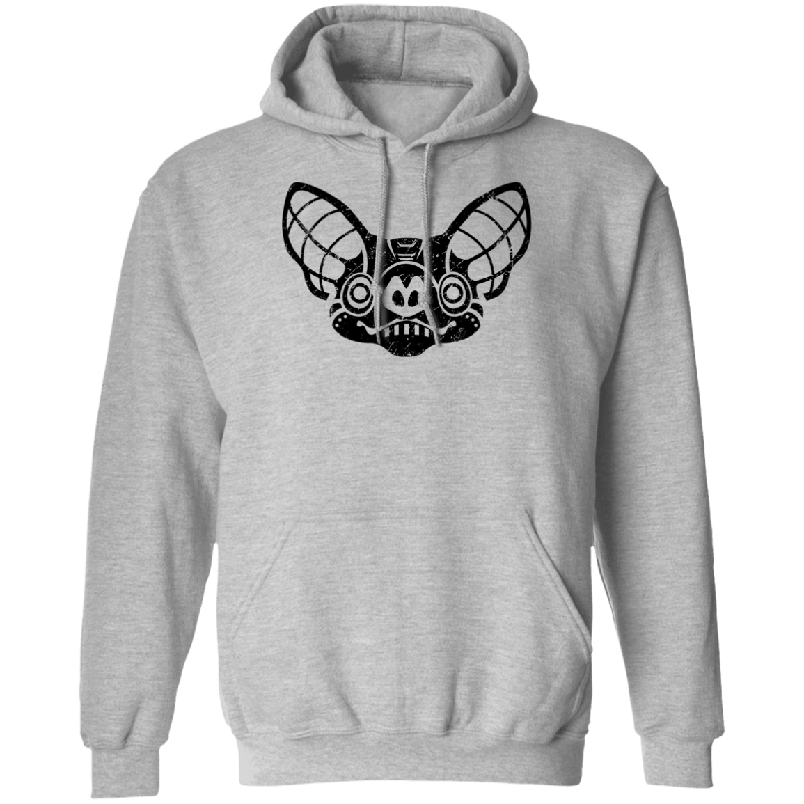 Black Distressed Emblem Hoodies for Adults (Bat/Radar)