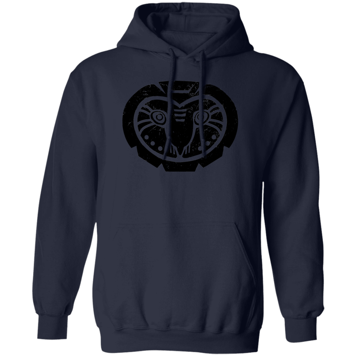 Black Distressed Emblem Hoodies for Adults (Barn Owl/Grim)