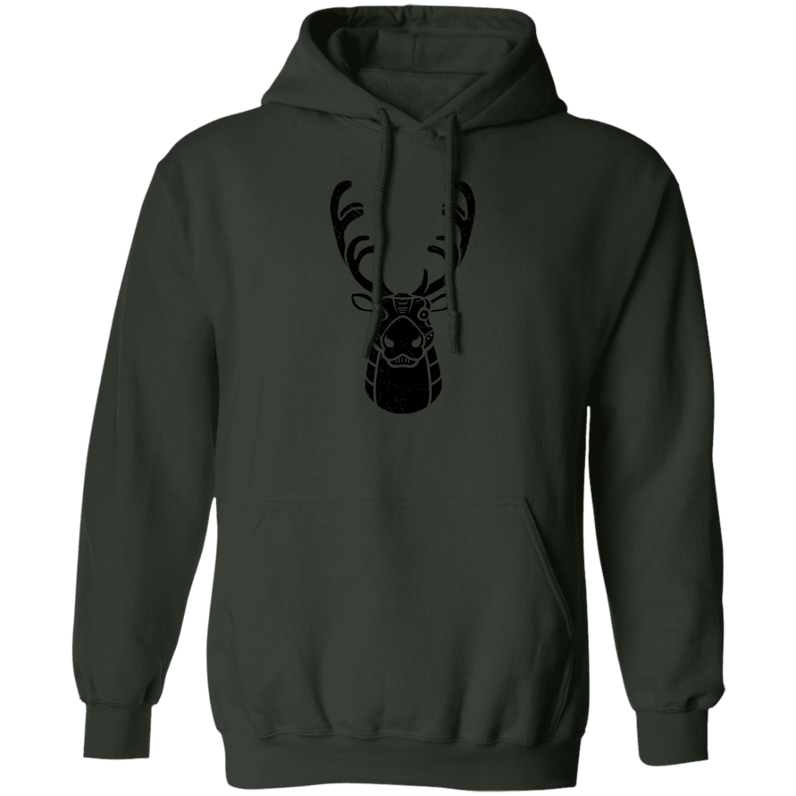 Black Distressed Emblem Hoodies for Adults (Caribou/Spirit)