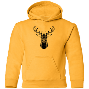 Black Distressed Emblem Hoodies for Kids (Deer/Stag)