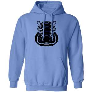 Black Distressed Emblem Hoodies for Adults (Hippo/Teal)