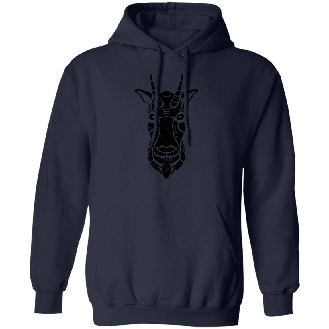 Black Distressed Emblem Hoodies for Adults (Mountain Goat/Rainier)