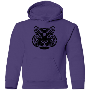 Black Distressed Emblem Hoodies for Kids (Tiger/Siber)