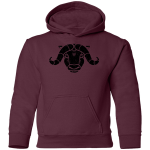 Black Distressed Emblem Hoodies for Kids (Musk Ox/Moxie)