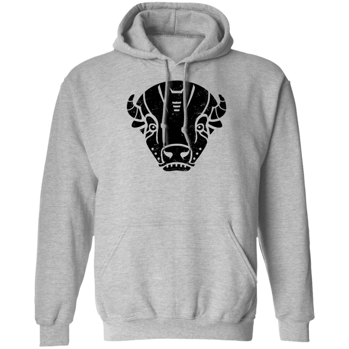 Black Distressed Emblem Hoodies for Adults (Bison/Panzer)