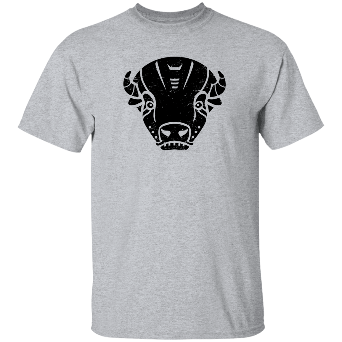 Black Distressed Emblem T-Shirt for Kids (Bison/Panzer)