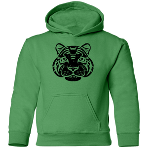 Black Distressed Emblem Hoodies for Kids (Tiger/Siber)