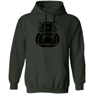 Black Distressed Emblem Hoodies for Adults (Hippo/Teal)