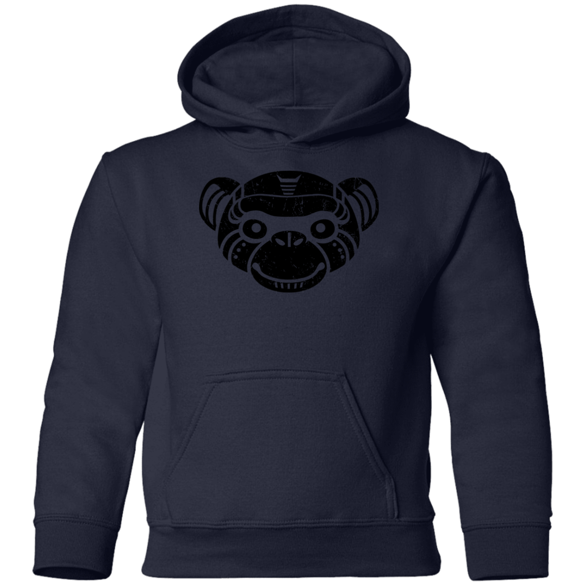 Black Distressed Emblem Hoodies for Kids (Monkey/Fix)