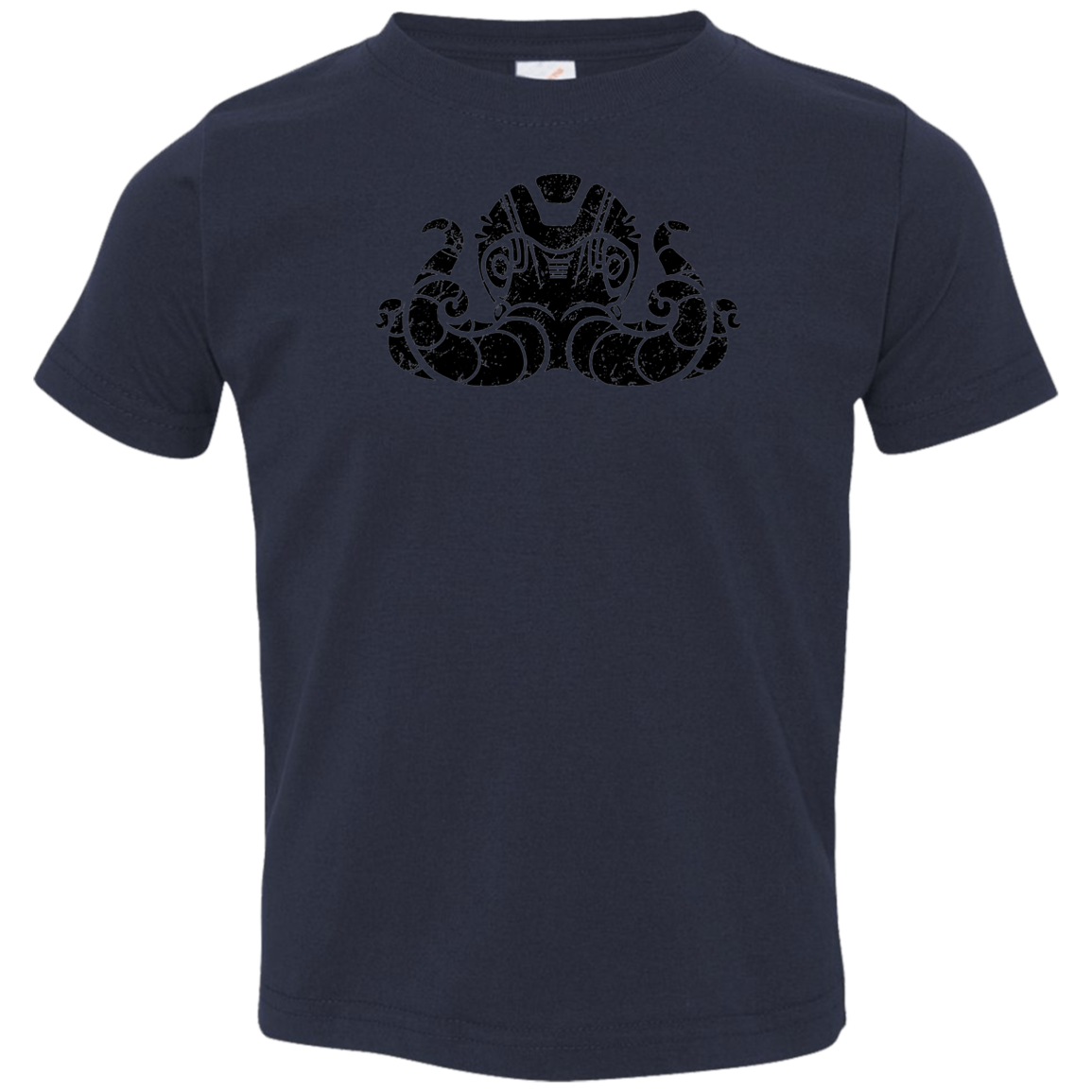 Black Distressed Emblem T-Shirt for Toddlers (Octopus/Matey)