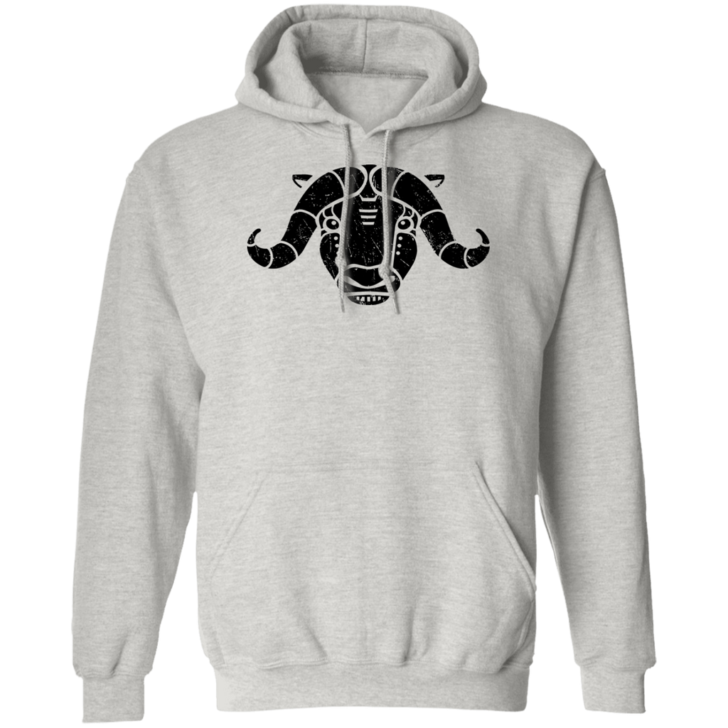 Black Distressed Emblem Hoodies for Adults (Musk Ox/Moxie)
