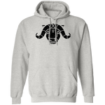 Black Distressed Emblem Hoodies for Adults (Musk Ox/Moxie)