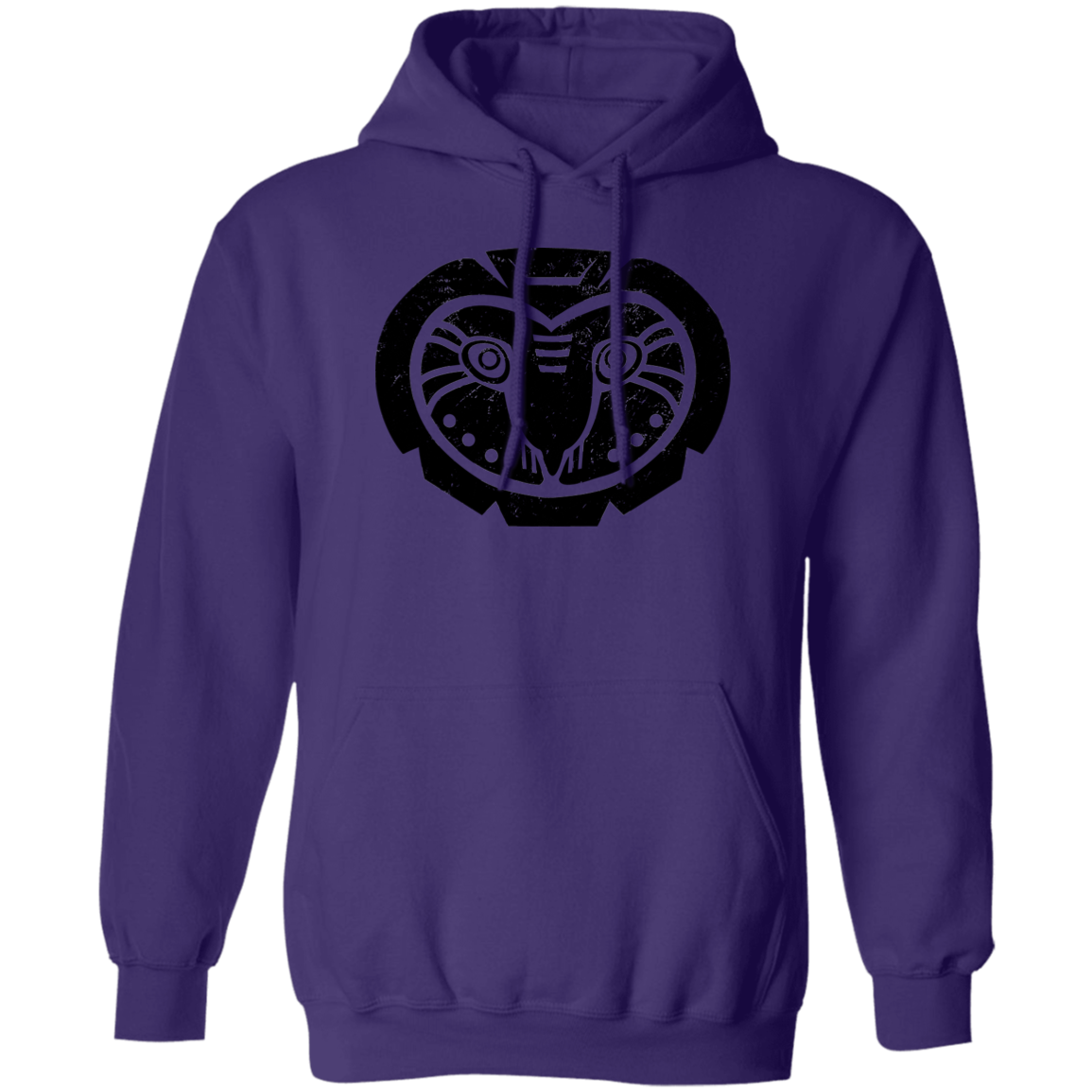 Black Distressed Emblem Hoodies for Adults (Barn Owl/Grim)
