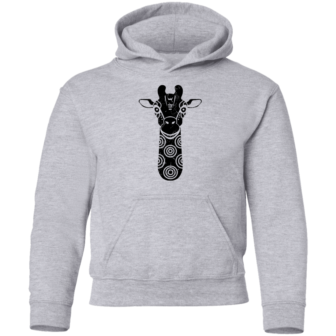 Black Distressed Emblem Hoodies for Kids (Giraffe/Archie)