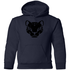 Black Distressed Emblem Hoodies for Kids (Panther/Slash)