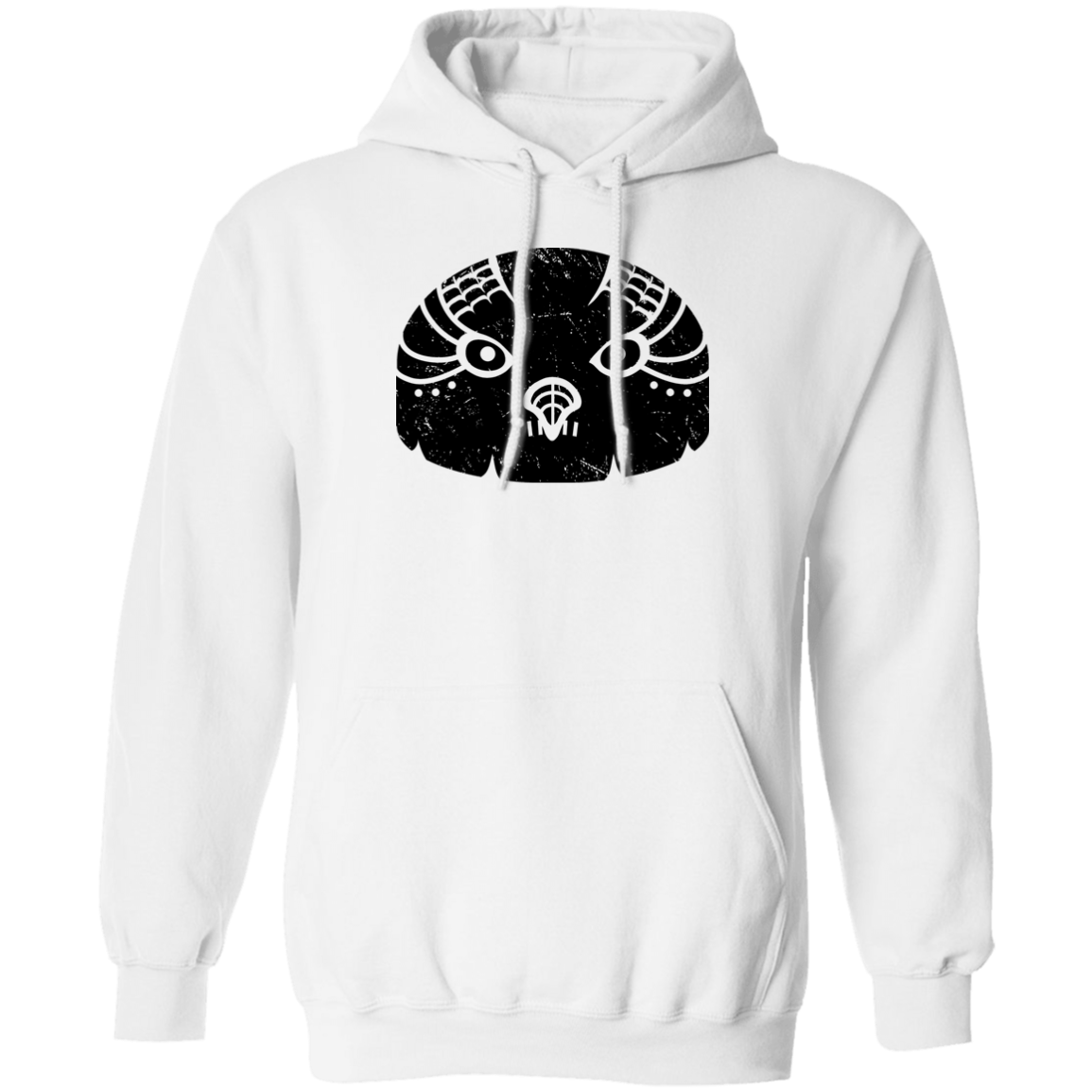 Black Distressed Emblem Hoodies for Adults (Snow Owl/Valor)