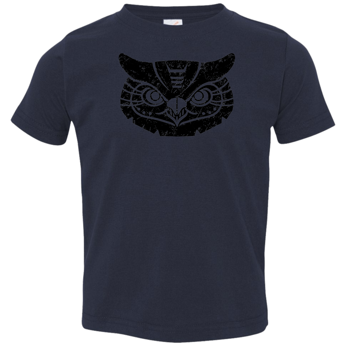 Black Distressed Emblem T-Shirt for Toddlers (Great Horned Owl/Luna)