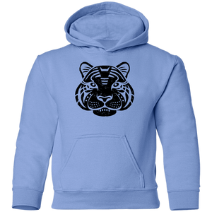 Black Distressed Emblem Hoodies for Kids (Tiger/Siber)