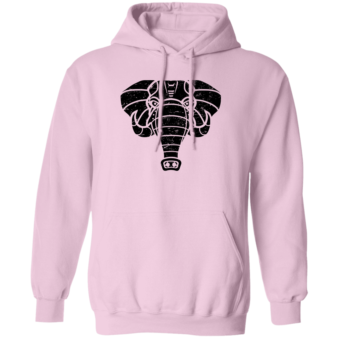 Black Distressed Emblem Hoodies for Adults (Elephant/Quake)