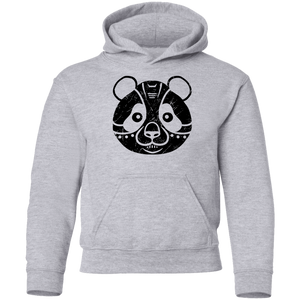 Black Distressed Emblem Hoodies for Kids (Panda/Fuji)