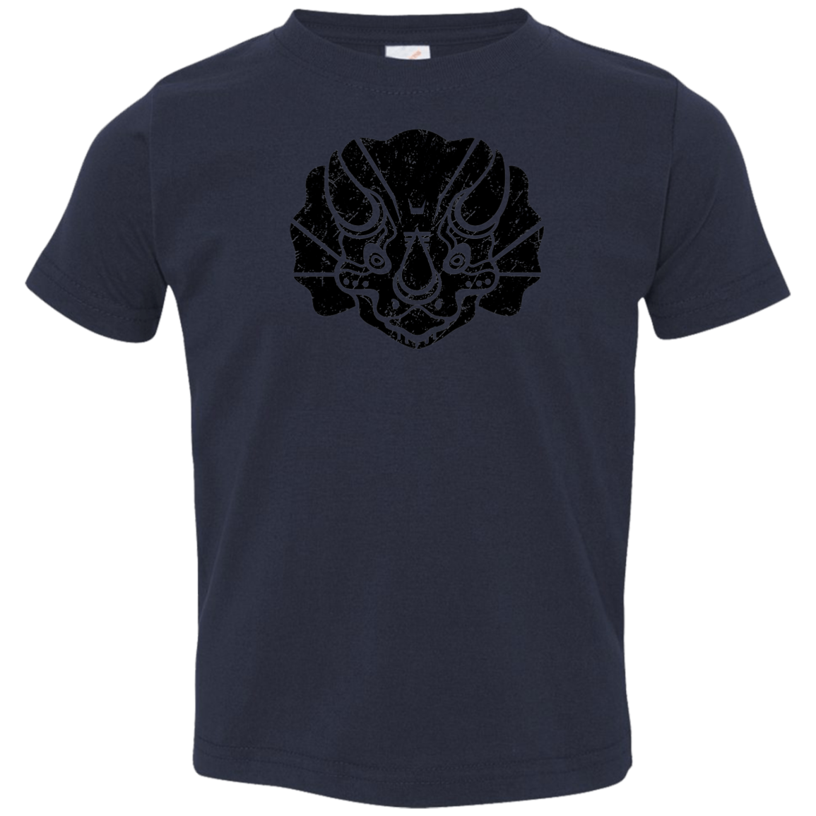Black Distressed Emblem T-Shirt for Toddlers (Triceratops/Trips)