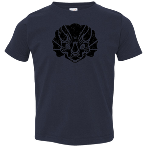 Black Distressed Emblem T-Shirt for Toddlers (Triceratops/Trips)