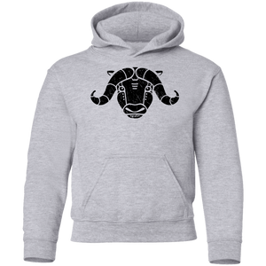 Black Distressed Emblem Hoodies for Kids (Musk Ox/Moxie)