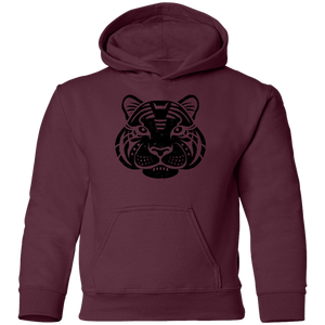 Black Distressed Emblem Hoodies for Kids (Tiger/Siber)