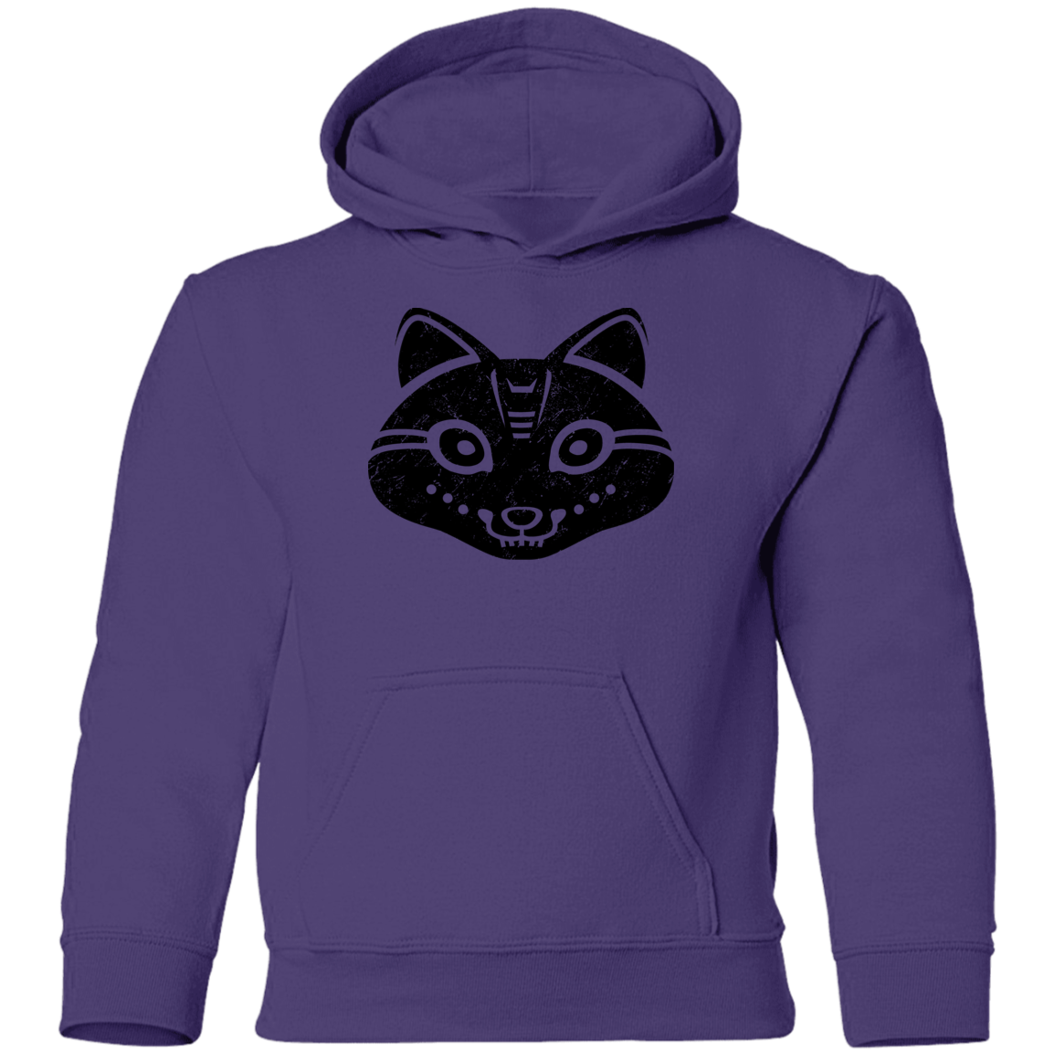 Black Distressed Emblem Hoodies for Kids (Snow Fox/Snowp)